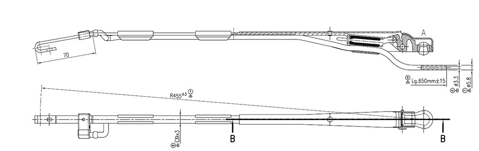Torkararm 455 mm, arm 9x3mm