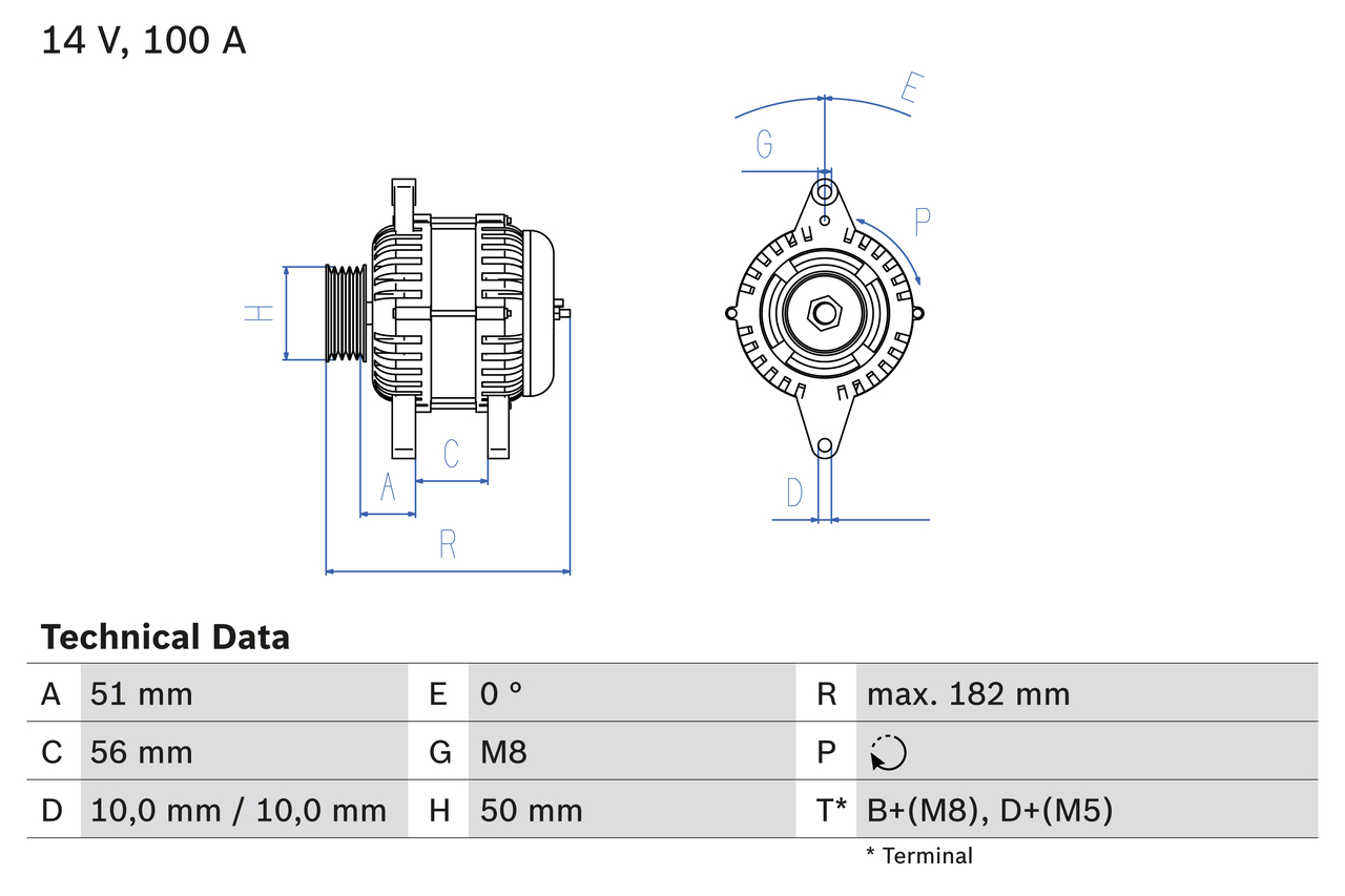 Generator utbytes 12V/100A