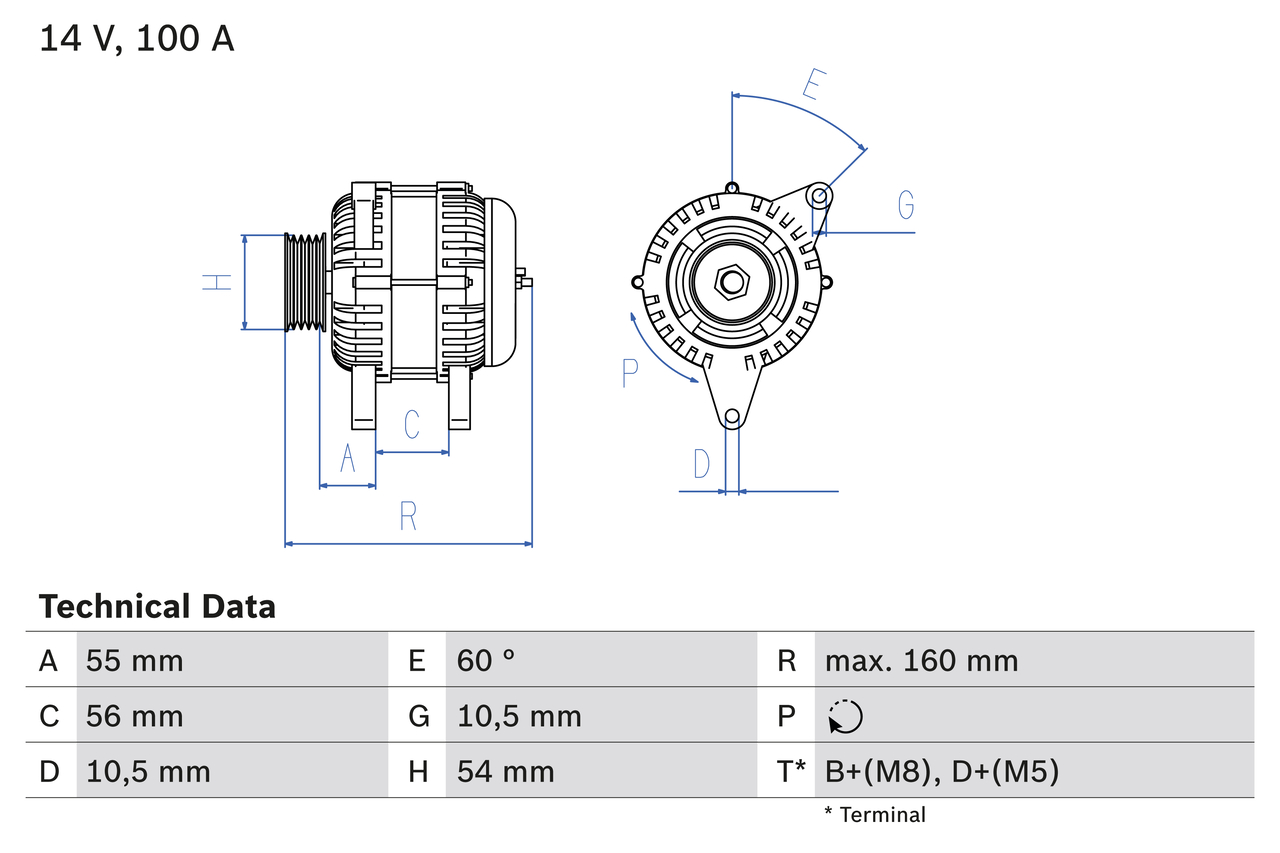 Generator utbytes 12V/100A