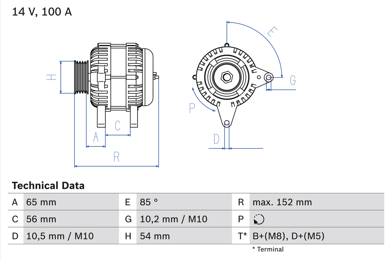 Generator utbytes 12V/100A