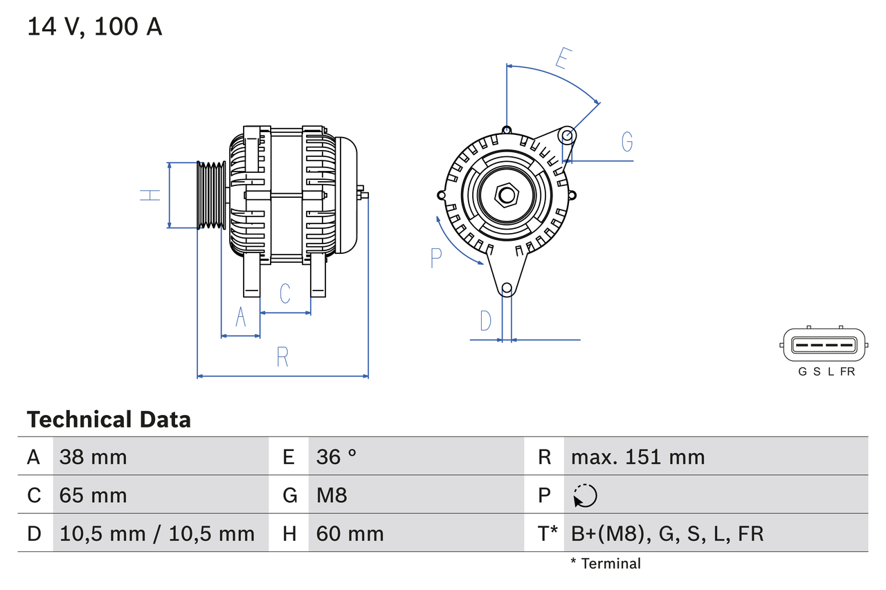 Generator utbytes 12V/100A